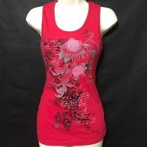 NWT GUESS Embellished Dark Pink Tank - M